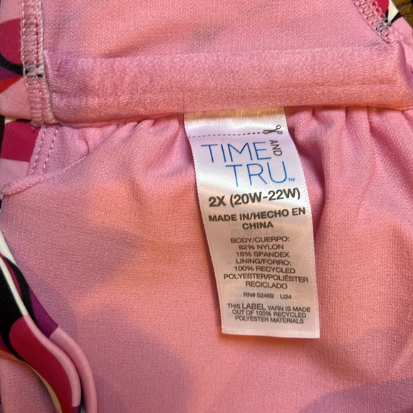 Time and Tru Women's 2X (20W-22W) Plus Size Geo Print V-Wire Bikini Swimwear Top - Picture 12 of 13